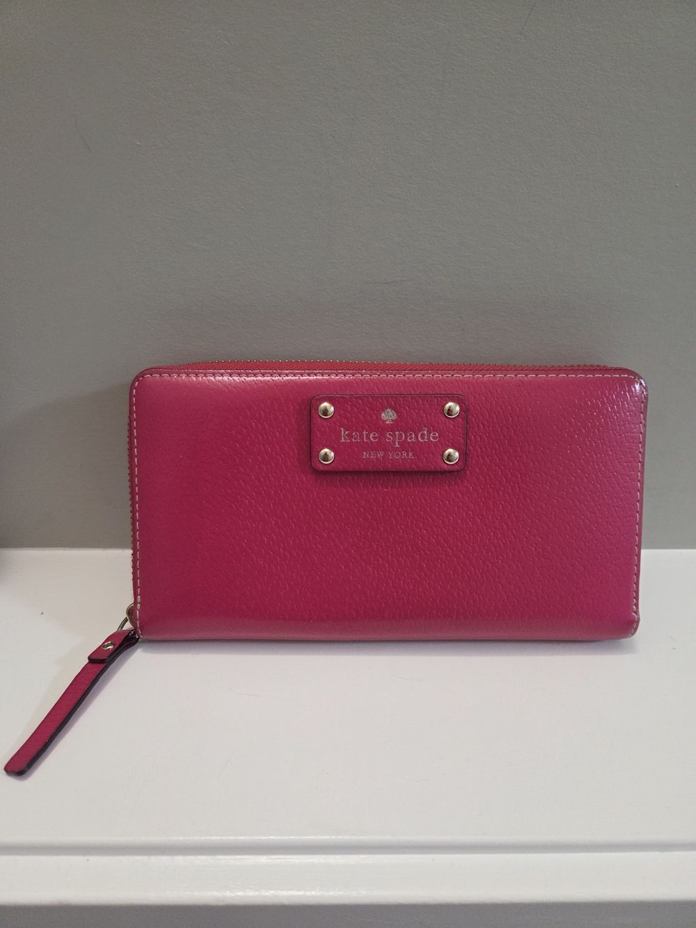 Kate Spade Wellesley Neda Leather Zip Around Wallet Fiesta Rose Pink